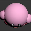 Cute Pink Cartoon Character With Big Blue Eyes Red Mouth And Round Body