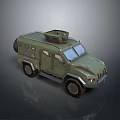 Military Green Armored Tank With Roof Hatch Windows And Large Wheels