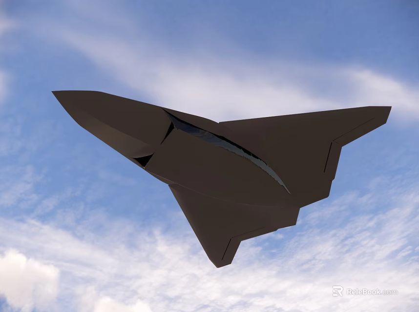 Modern Fighter Jet Flying In Blue Sky With Clouds And Aerodynamic Design 3d model 