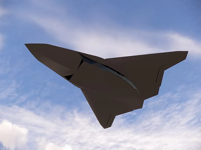 Modern Fighter Jet Flying In Blue Sky With Clouds And Aerodynamic Design 3d model