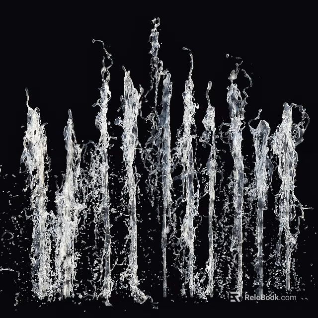 Garden Water Feature With Vertical Water Jets And Splashing Streams 3d model 