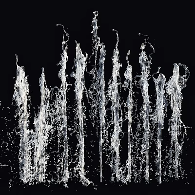 Garden Water Feature With Vertical Water Jets And Splashing Streams 3d model