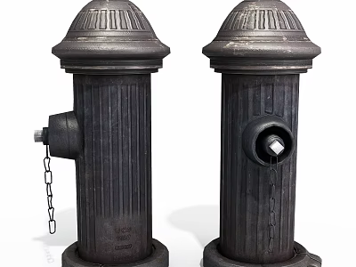 Vintage Metal Fire Hydrants With Chain And Round Top Design For Fire Safety 3d model