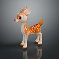 Cute Brown And White Spotted Reindeer Toy With Red Nose Yellow Tail And Antlers