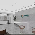 Modern Service Hall Interior With Reception Desk Marble Wall And Plants