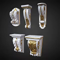 Ornate White And Gold Capitals With Intricate Carvings And Decorative Details 3d model