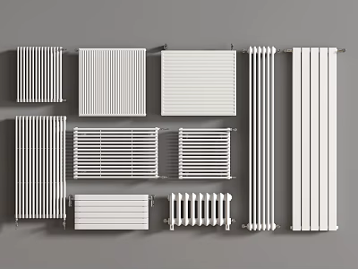 White Radiators in Various Designs and Styles for Home Heating Systems 3d model
