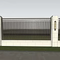 Elegant Building Exterior Wall Design With White Stone Black Metal Fence Lawn And Street Lights