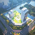 Aerial Planning of Modern High Rise Buildings With Central Green Space and River Surroundings