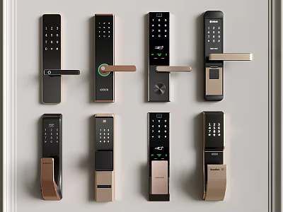 Modern Smart Door Handles With Digital Keypad Various Designs And Colors 3d model