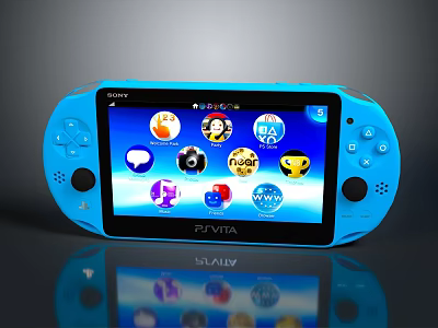 Sony Blue PS Vita Handheld Gaming Console With App Icons On Screen 3d model