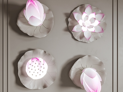 Wall lamp lotus decorative lamp art lamp plaster 3d model