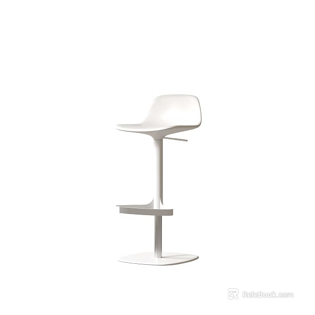 Modern White Bar Stool With Sleek Design And High Footrest Support 3d model 