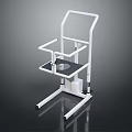 White Leisure Chair With Metal Frame Armrests And Modern Minimalist Design
