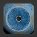 Glossy Blue Ceramic Dice With Crackle Texture And Black Dots On Dark Background