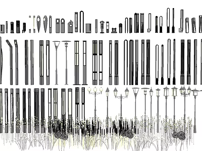 Outdoor Lights Various Types And Styles For Garden Yard Lighting Decoration 3d model