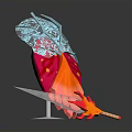 Unique 3D Artistic Weapon Featuring Red Orange Flame And Blue Decorative Elements