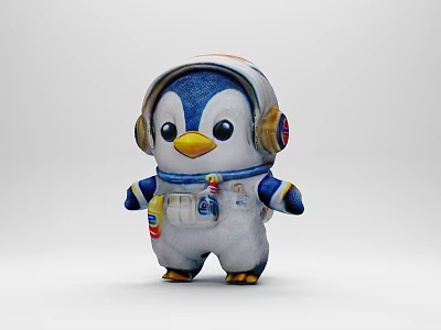 Cute Penguin Wearing Astronaut Suit 3D Model Game Movie Character 3d model
