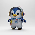 Cute Penguin Wearing Astronaut Suit 3D Model Game Movie Character