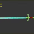 Red Blade Sword With Silver Hilt Guard And Reflective Surface On Gray Background