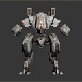 Futuristic Mechanical Robot Game And Movie Character With Gray White Armor And Orange Accents
