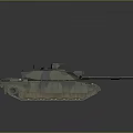 Modern Armored Military Tank Featuring Camouflage Paint Cannon Tracks And Antennas