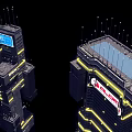 Futuristic Architecture With Tall Skyscrapers Glowing Lights And Digital Screens