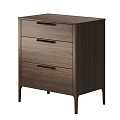 Modern Wooden Bedside Table With Three Drawers Black Handles And Walnut Finish