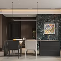 Modern Minimalist Living And Dining Room With Premium Leather Sofa And Luxury Marble Coffee Table