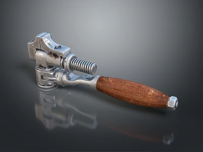 Industrial Style Lighting Combination Featuring Metal Components And Wooden Handle Design 3d model