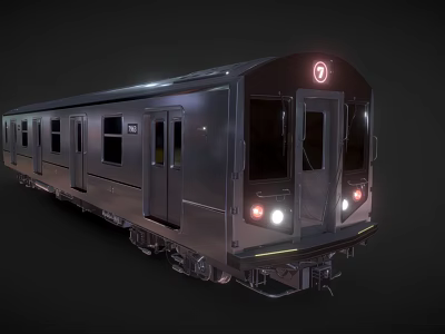 Sleek Modern Silver Train Carriage With Front Headlights And Streamlined Design 3d model
