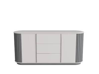 Modern Light Colored TV Stand With Striped Sides And Storage Drawers 3d model