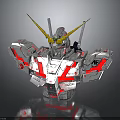 Gundam Mechanical Bust Figure Featuring White Red Armor Yellow Antennas And Green Eyes