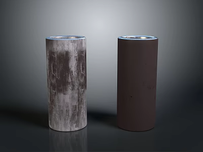 Decorative Cylindrical Household Items With Gray And Brown Textured Surfaces For Home Decor 3d model