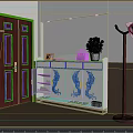White Shoe Cabinet With Decorative Patterns Open Shelves Near Coat Rack And Potted Flowers