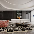 Modern Luxury Living And Dining Room Interior With Sofa Coffee Table And Decorative Rug