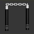Nunchucks Weapon With Black Metal Handles And Silver Chain Link Design