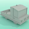 Pink White Truck With Yellow Warning Light And Brown Cargo Boxes