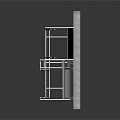 Modern Wall Structure With Grid Design White Frame And Layered Shelves