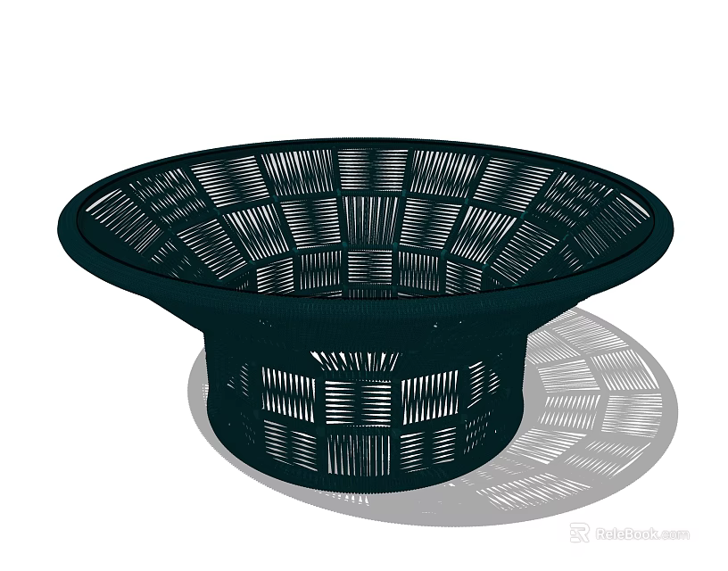 Black Woven Coffee Table with Circular Shape and Hollow Out Design Details 3d model 