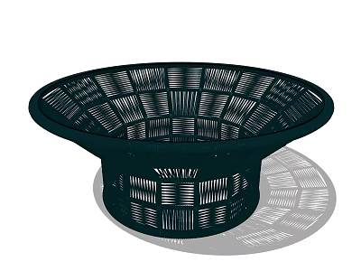 Black Woven Coffee Table with Circular Shape and Hollow Out Design Details 3d model