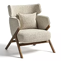 Modern Accent Chair With Textured Fabric Cushion Wooden Legs And Armrest Design