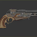 Classic Vintage Revolver with Ornate Wooden Grip and Engraved Metal Body Design
