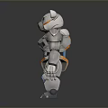 Mechanical Bear Robot Design With Silver Blue Orange Armor And Metal Features 3d model