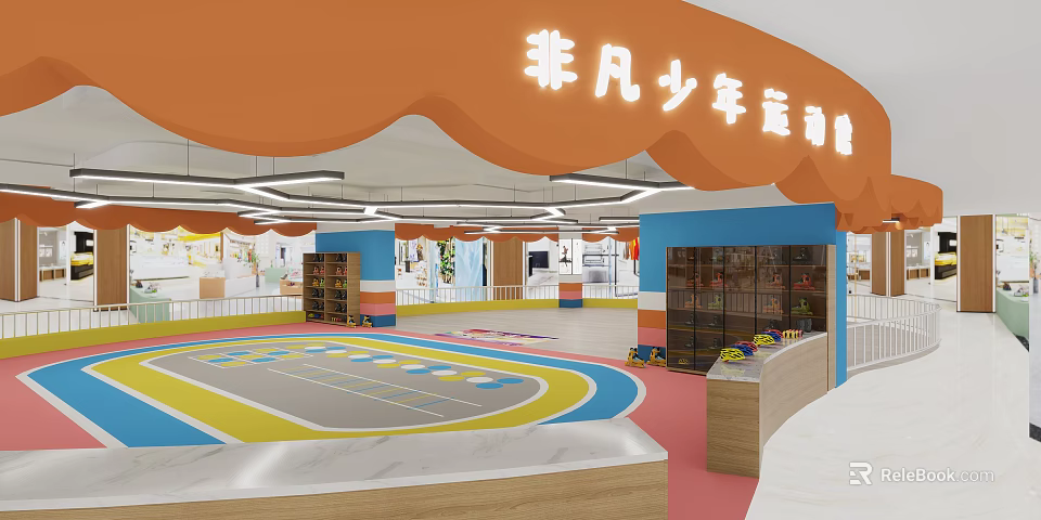 Extraordinary Children Sports Fitness Center With Colorful Activity Playground And Training Area 3d model 