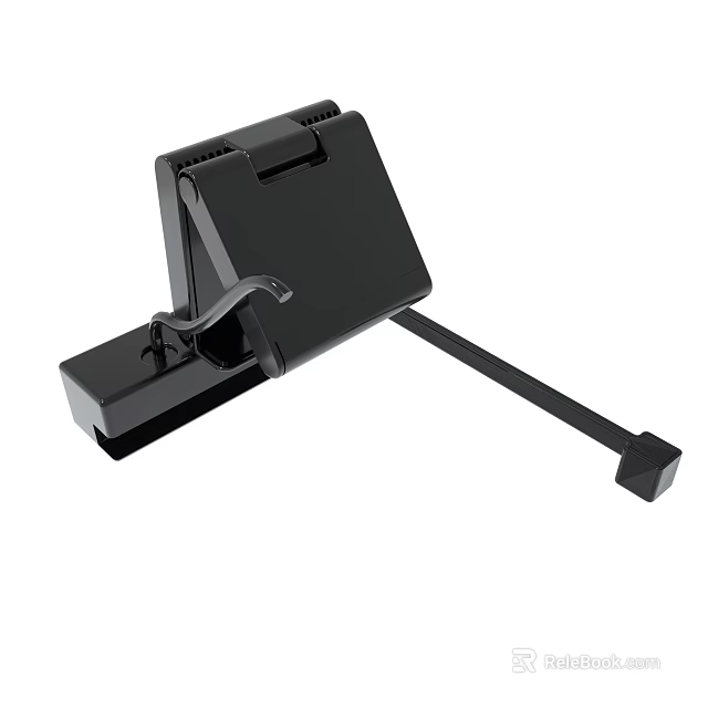 Black Binder Clip With Long Handle For Office And Home Use 3d model 