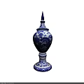 Blue And White Traditional Ceramic Vase With Dragon Patterns And Spire Design