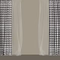 Modern Elegant Houndstooth Pattern Curtains With White Sheer Window Drapes 3d model