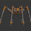 Sci Fi Robotic Spider Character With Orange Body And Silver Mechanical Legs 3d model