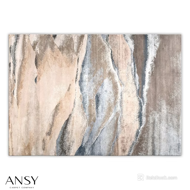 Modern Square Rug With Natural Abstract Texture In Beige Grey Brown Tones 3d model 